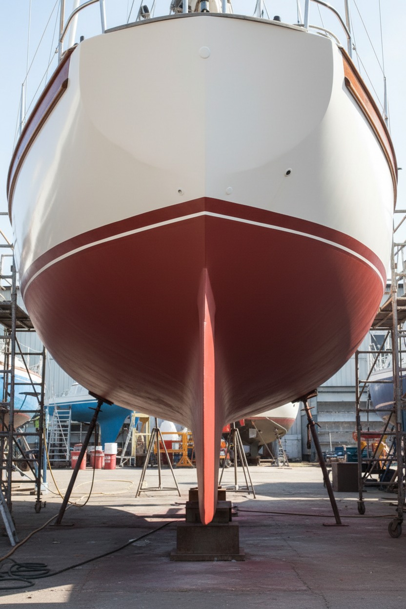 geschilderde romp onderkant boot netjes